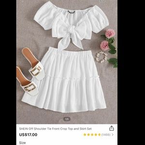 White 2 piece SHEIN skirt set